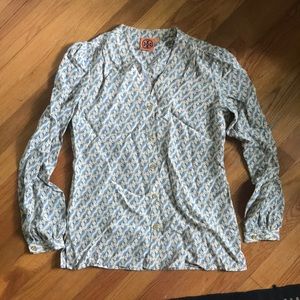Blue and beige Tory Burch blouse